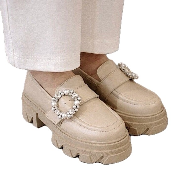 ALOHAS Shoes - Alohas Platform Loafer Trailblazer Crystal Stone Beige EU 38 / US size 7.5